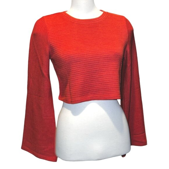 Band of the Free NWT Alize Rust Long Sleeve Crop Top Sz Small Womens Orange - Picture 4 of 13